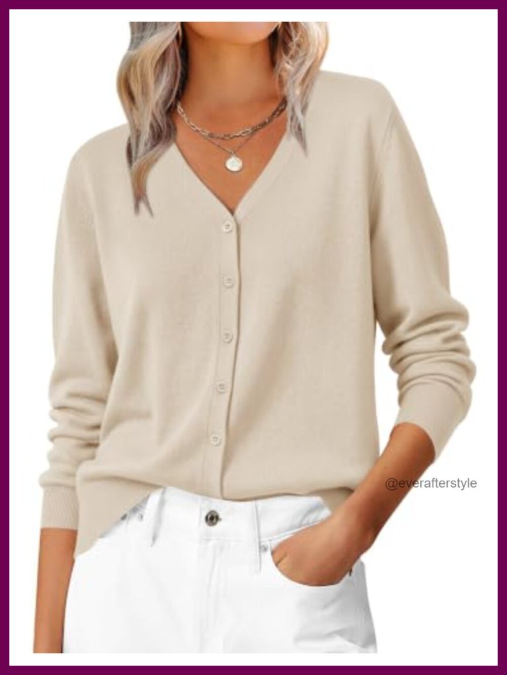 Wool Blend Lightweight Button Cardigan Sweater V-Neck Long Sleeve Fall